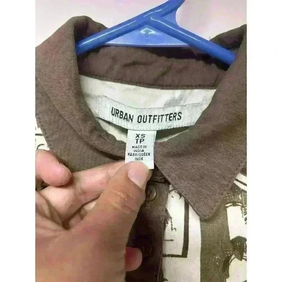 Urban Outfitters Hazel Printed Polo Mini Dress In Brown Multi Size XS 50s Retro - Picture 4 of 10